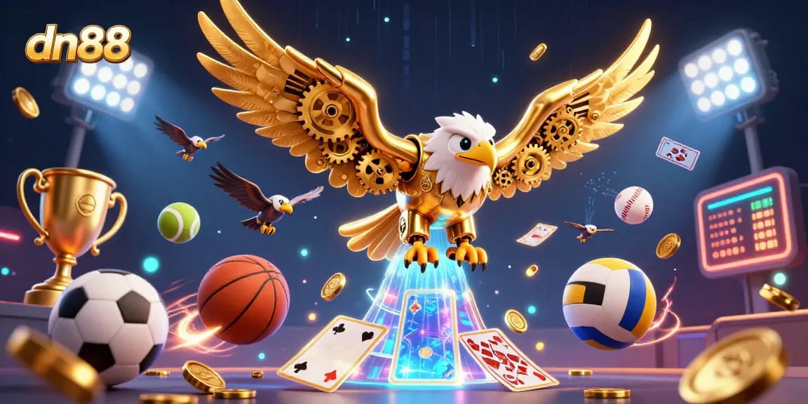 Experience thrilling gameplay at dn88 with a vibrant 3D illustration capturing the excitement of sports betting.
