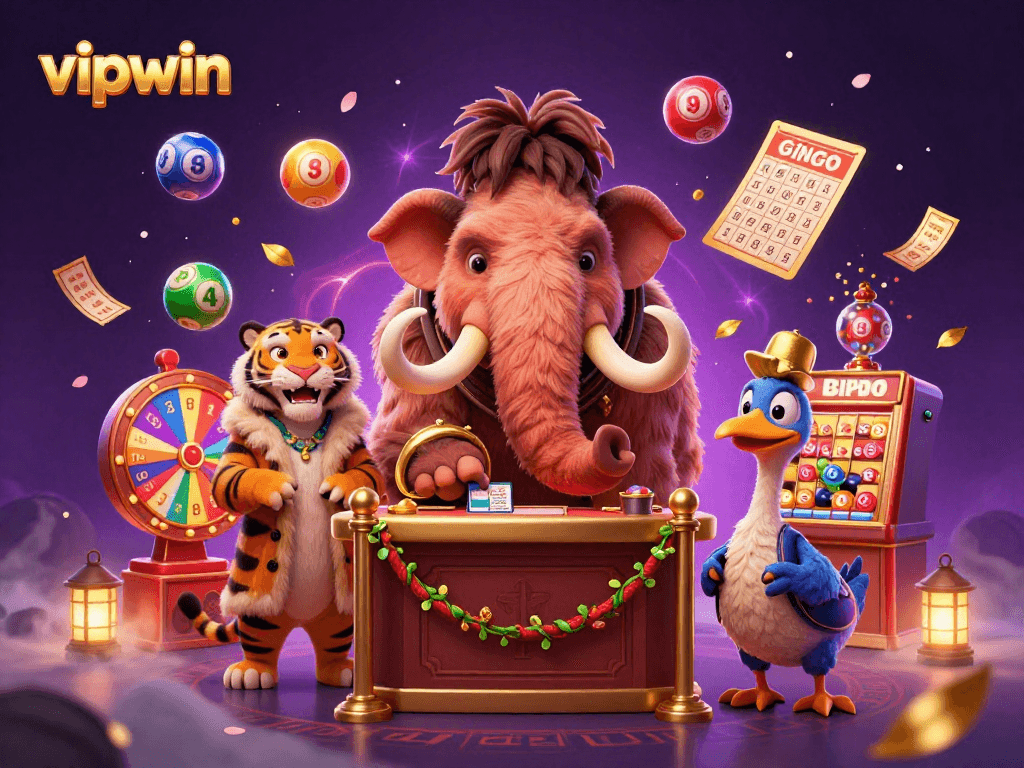 Engage with exciting games at vipwin featuring dynamic scenes of vibrant lottery elements and characters in action.