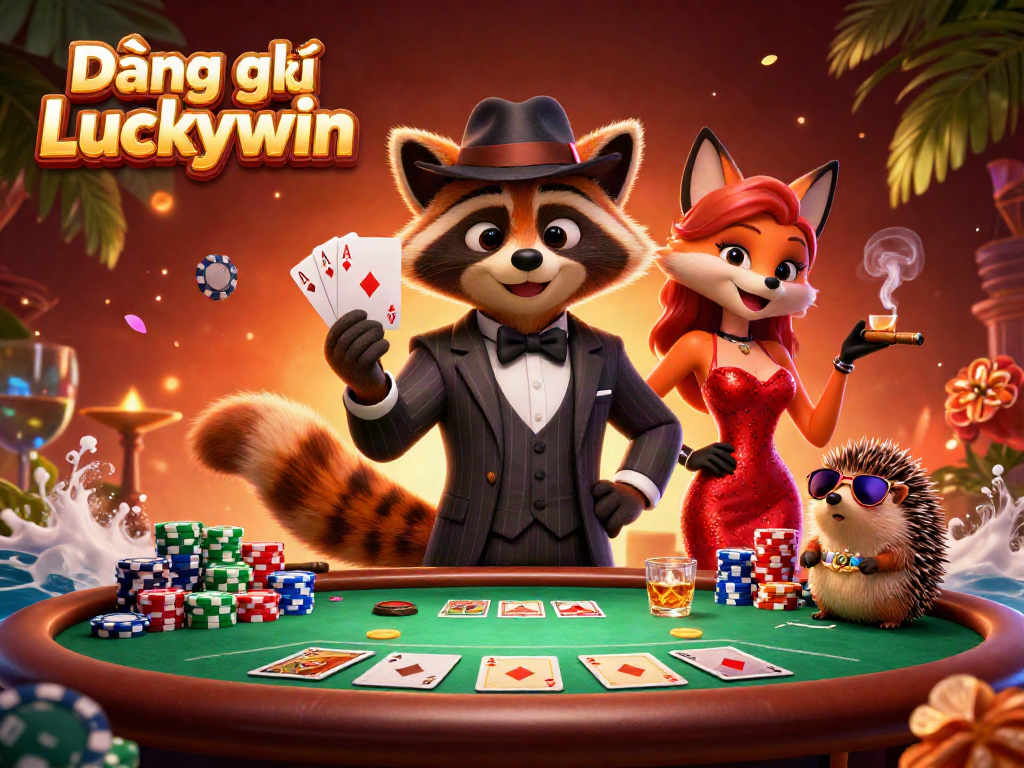 Join the action with Đăng ký Luckywin in this vibrant casino scene featuring poker elements!