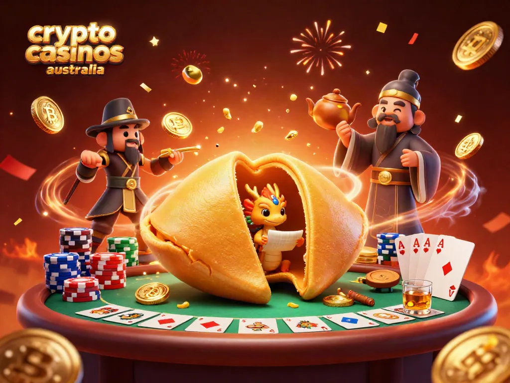 Experience crypto casinos Australia with vibrant 3D illustration featuring Bitcoin coins and poker elements.