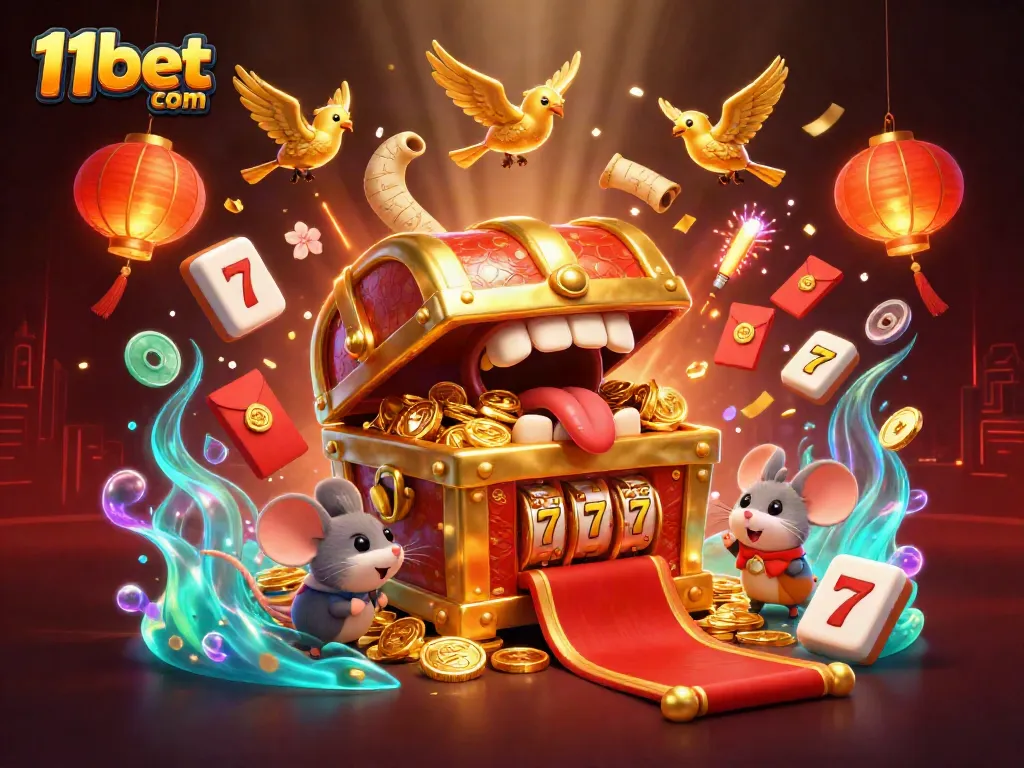 Experience thrilling slots and jackpots with 11bet com in this vibrant 3D illustration.