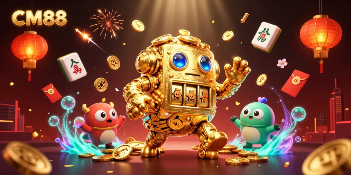 Experience the thrill of CM88 with a dazzling scene of the ancient golden golem and festive gaming elements.