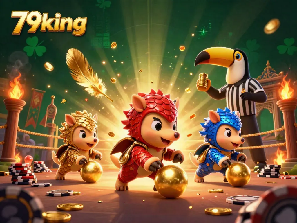 Engage with the thrilling 79king atmosphere of rival pangolins competing amidst golden chips and confetti.