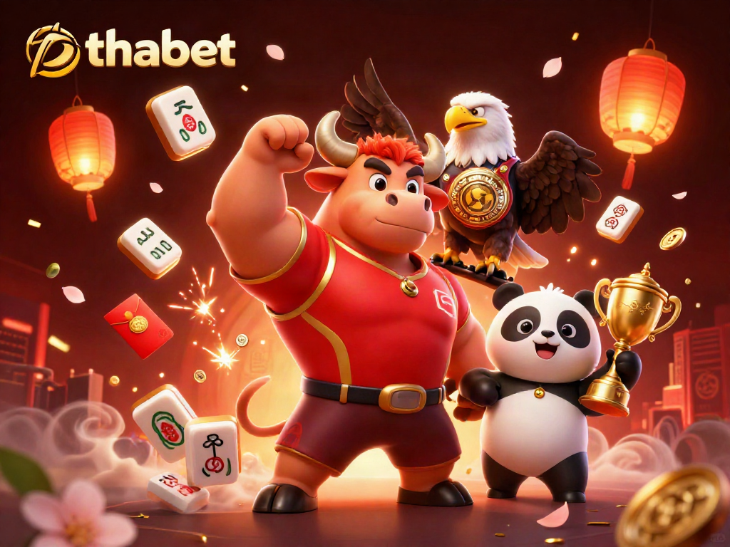 Experience excitement at thabet with dynamic games and joyful characters celebrating victories.