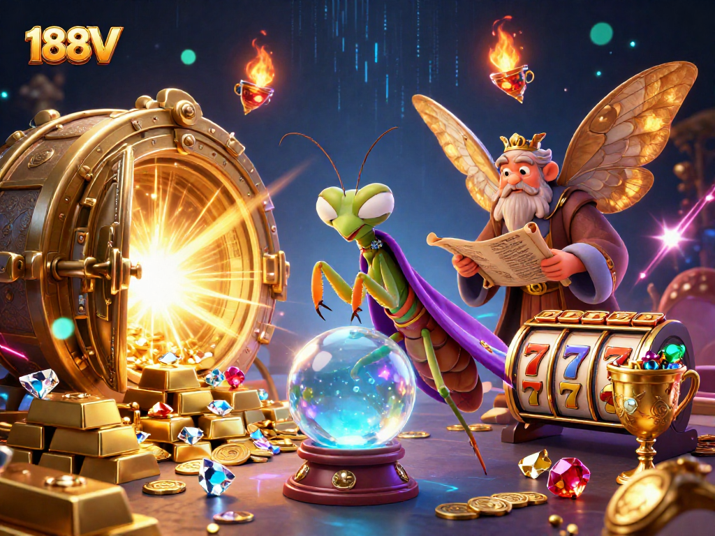 Experience the magic of 188V with a mystical fortune teller and treasure in a captivating 3D scene.
