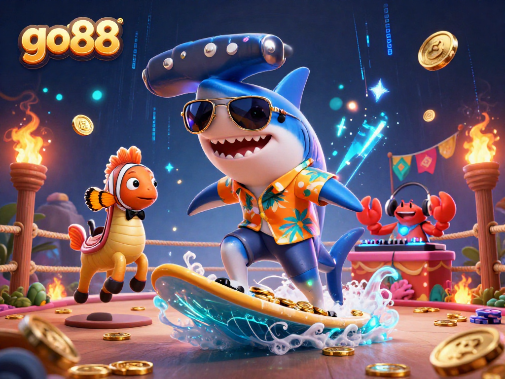 Experience thrilling gameplay at go88 with a vibrant 3D illustration of casino fun.