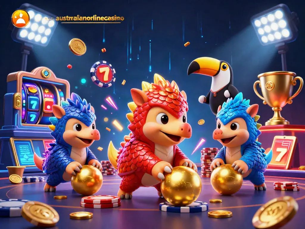 Engaging scene featuring rival pangolins competing in casino games at australianonlinecasino.