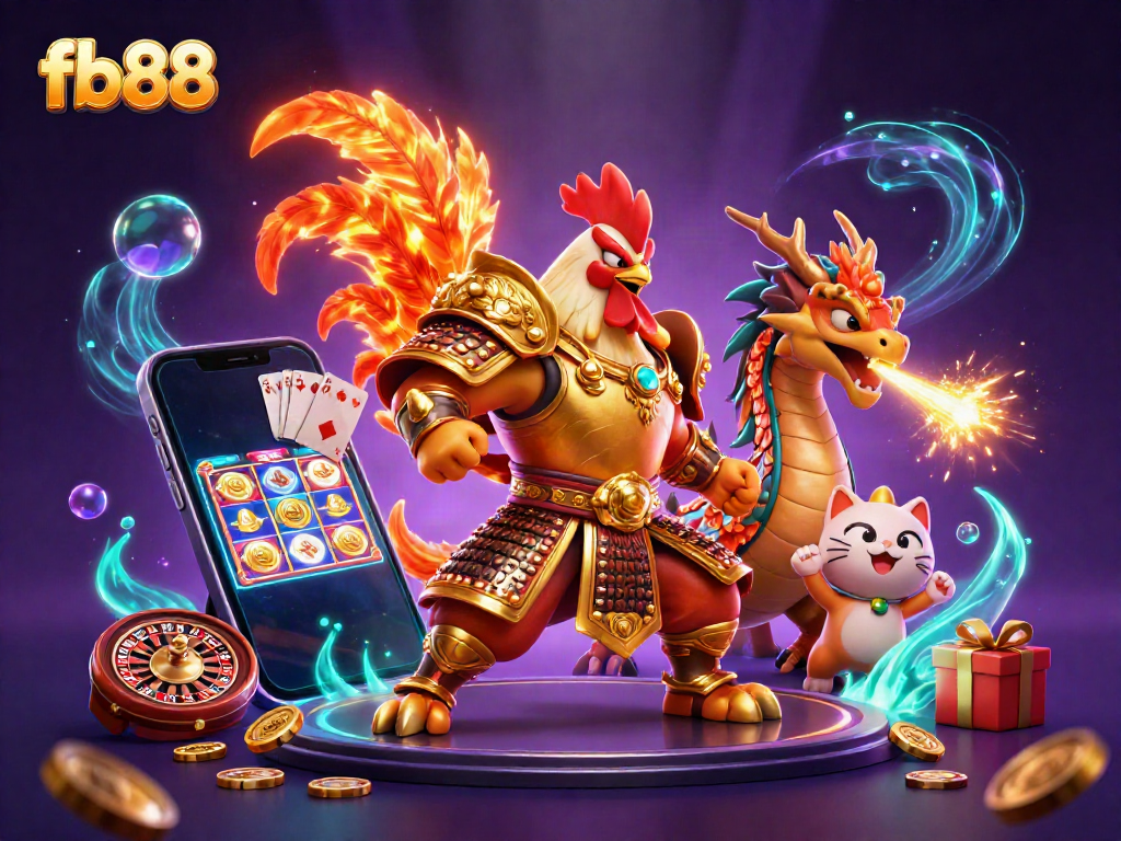 Experience thrilling gameplay at fb88 with dynamic 3D characters and exciting casino elements in a vibrant setting.