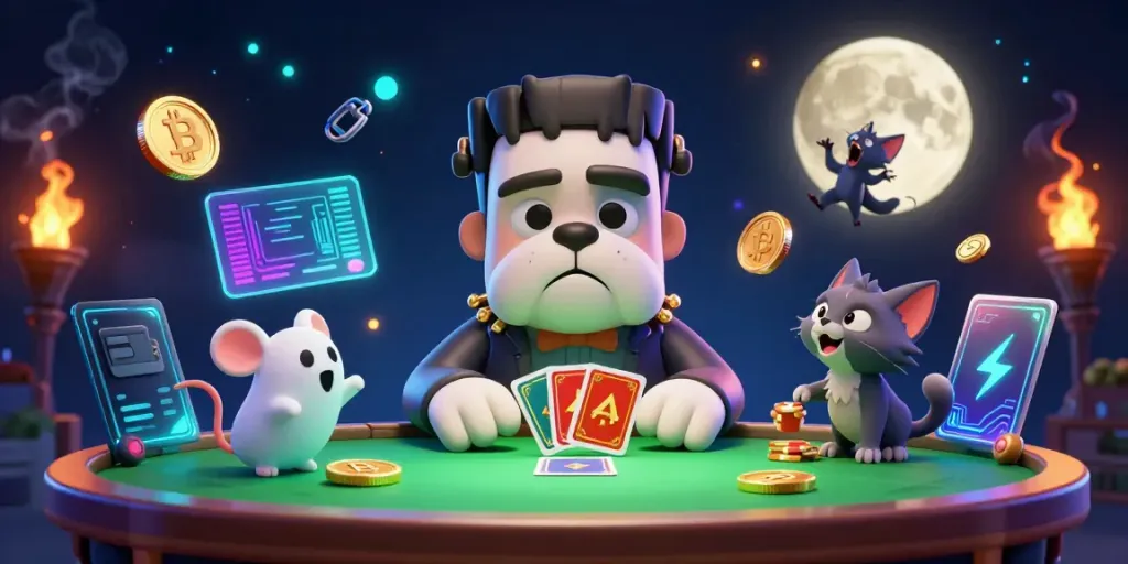 Experience the thrilling world of Hubet with a vibrant 3D casino scene showcasing fun characters and crypto elements.