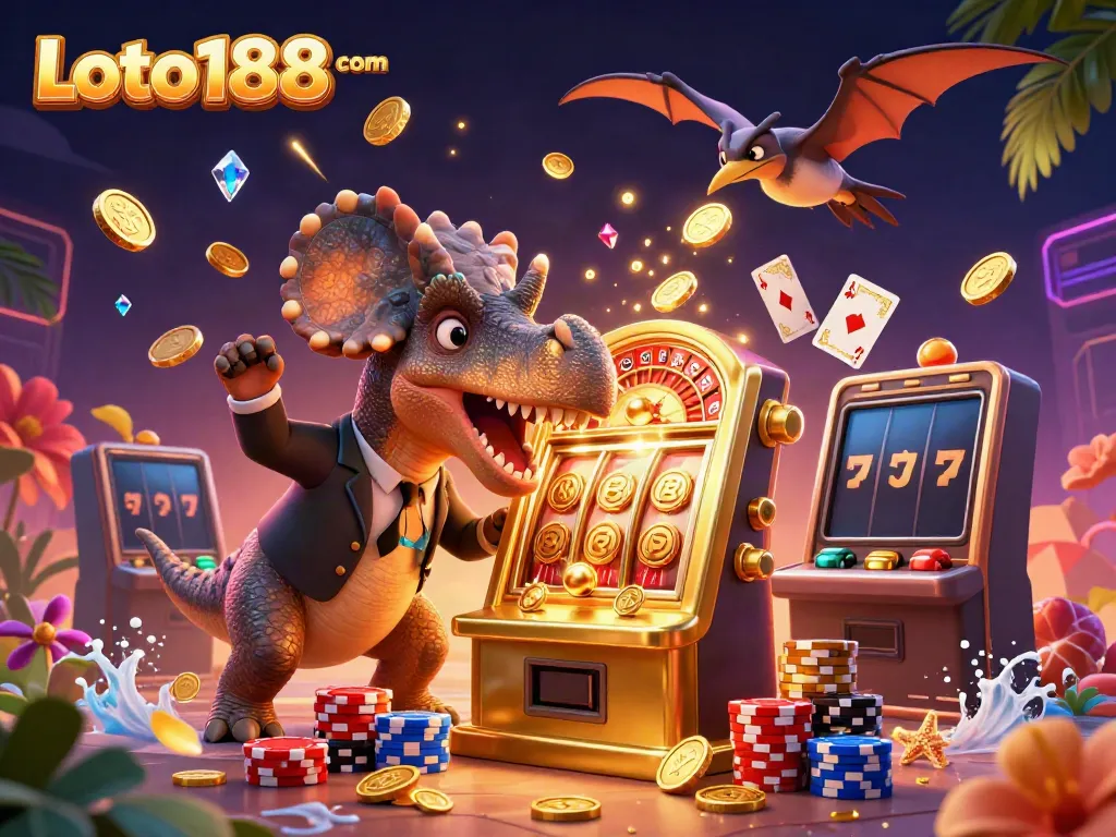Engage in thrilling gameplay at Loto188 com with lively casino action featuring joyful dinosaurs and jackpot wins.