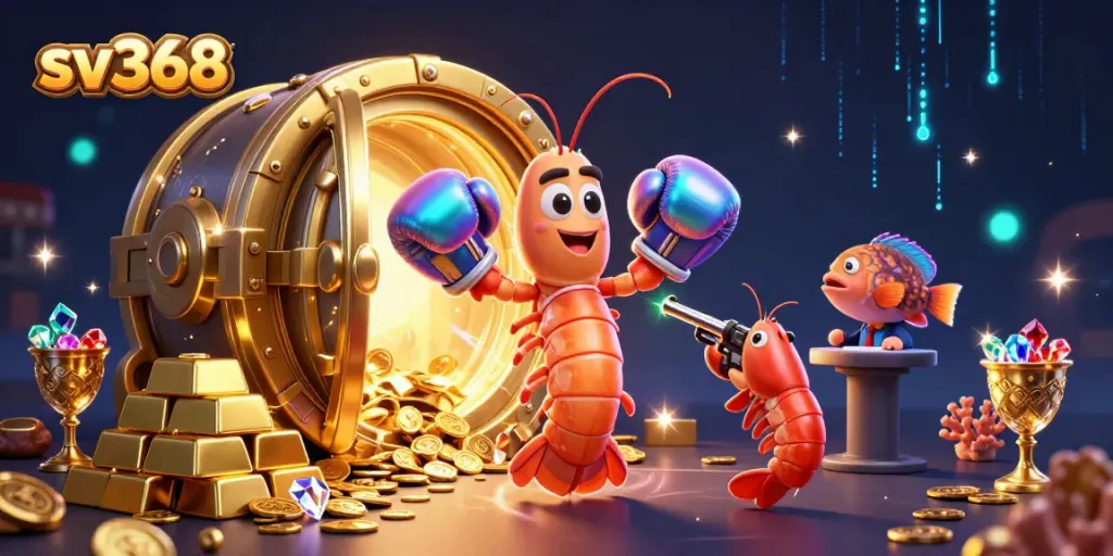 Experience the excitement of sv368 as vibrant sea creatures celebrate treasure in this dynamic casino scene!