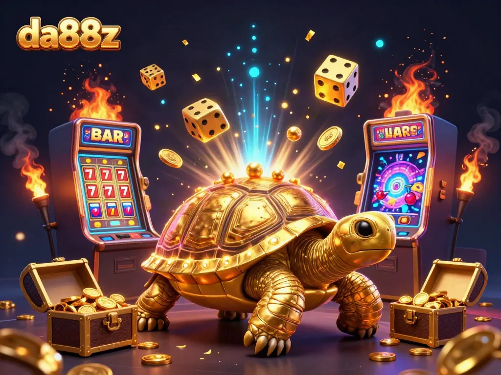 Experience the thrilling da88z casino adventure with a golden tortoise and exciting slot game elements bursting with rewards.