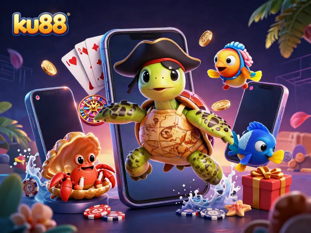 Engage with exciting ku88 gaming adventure featuring treasure-themed characters and vibrant casino elements.