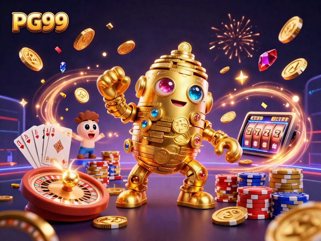 Engage with PG99’s vibrant casino universe featuring golden golem and exhilarating gaming elements.