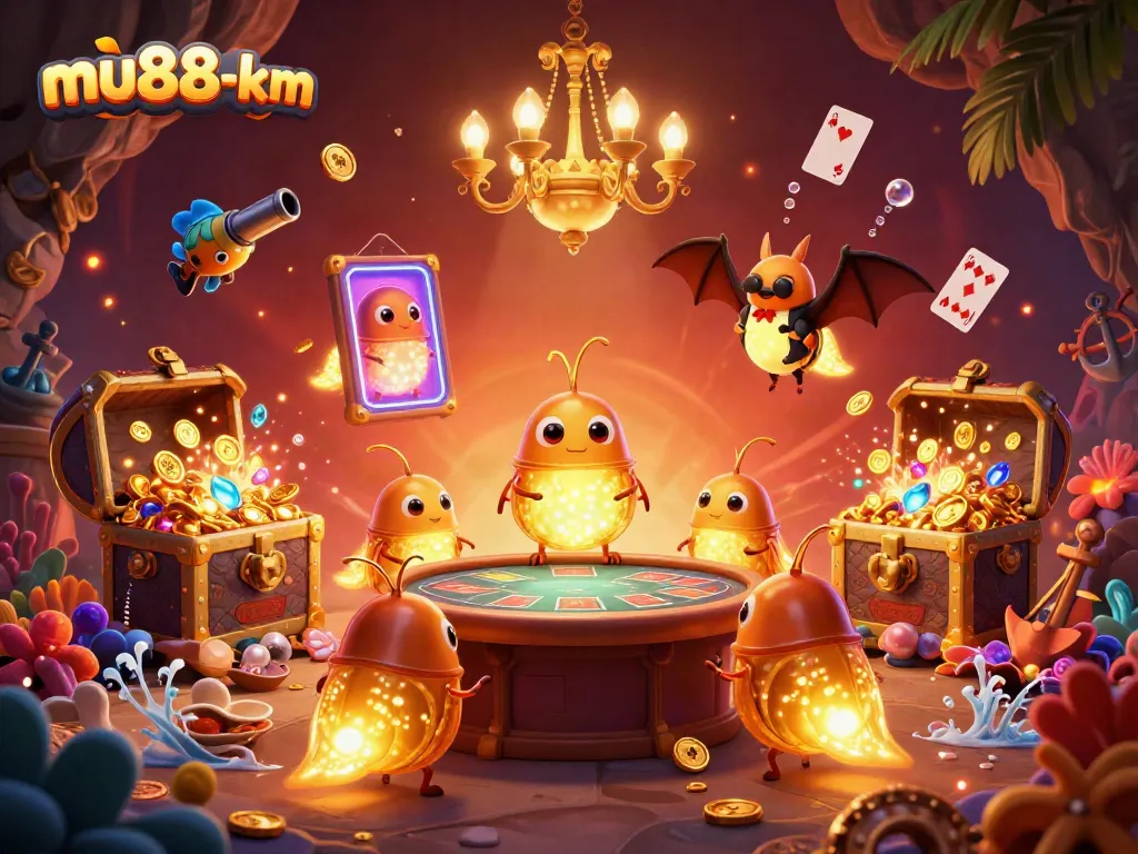 Experience thrilling gameplay at mu88-km with colorful glowworms lighting up a captivating underwater casino scene.