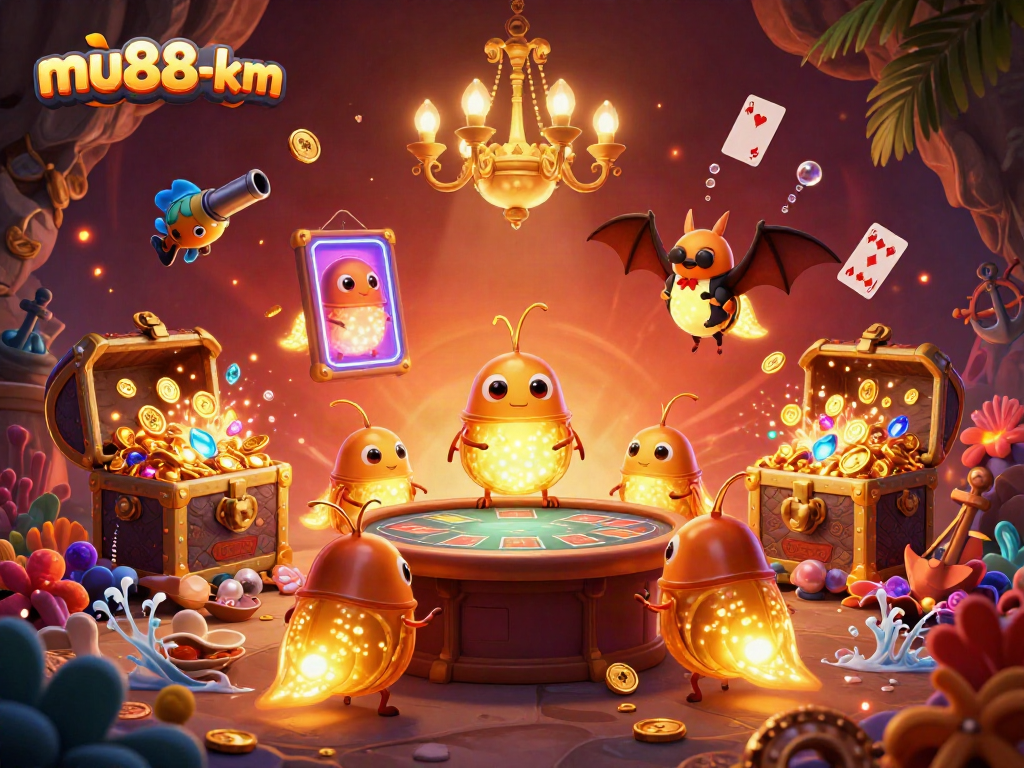 Experience thrilling gameplay at mu88-km with colorful glowworms lighting up a captivating underwater casino scene.