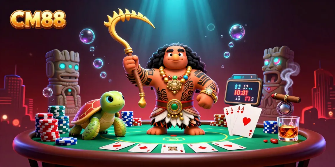 Experience thrilling poker action with CM88 showcasing vibrant characters and rich casino elements.