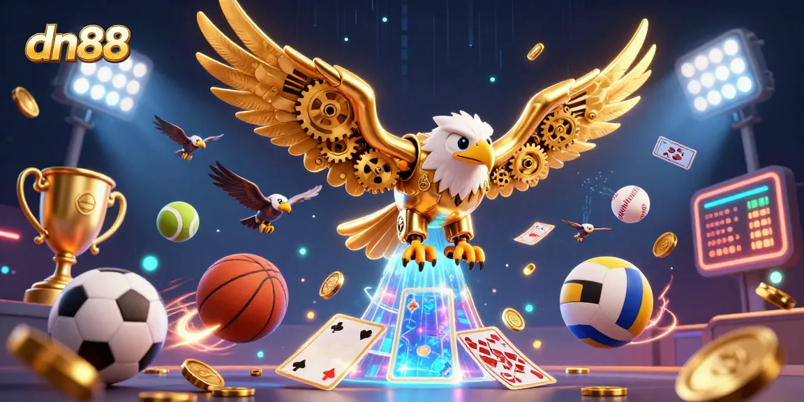 Experience thrilling gameplay at dn88 with a vibrant 3D illustration capturing the excitement of sports betting.