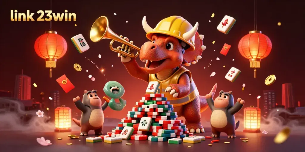 Engage in winning with link 23win featuring vibrant casino characters and festive elements.