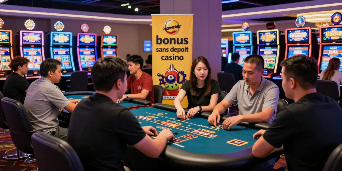 Exciting scene at a casino showcasing players enjoying games and bonus sans depot casino promotions.