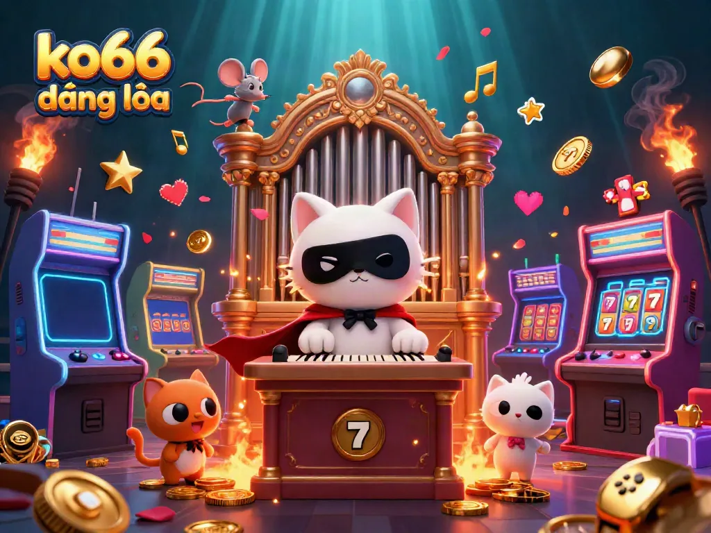 Engage with top-tier gaming at ko66 đăng nhập; a vibrant scene of casino elements and character interactions.