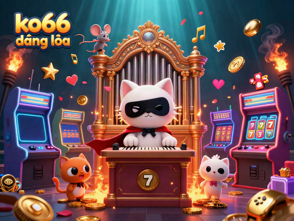Engage with top-tier gaming at ko66 đăng nhập; a vibrant scene of casino elements and character interactions.
