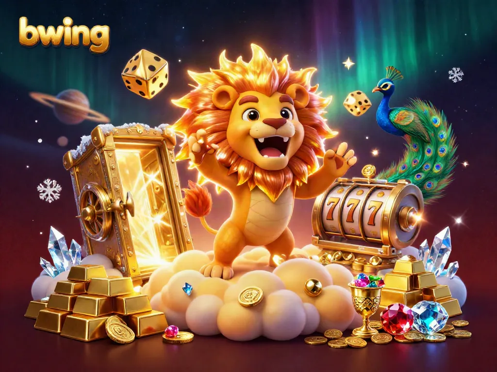 Engage with bwing’s exciting casino environment featuring lively characters and treasure-filled slots.