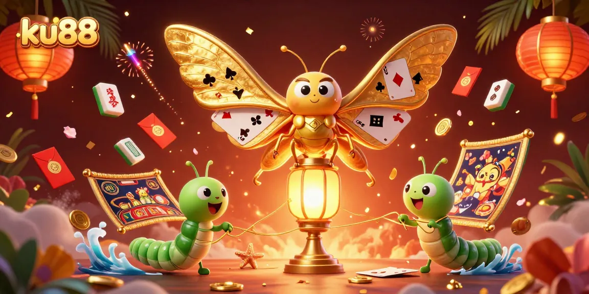 Experience thrilling gambling at ku88 with a vibrant 3D illustration showcasing the excitement of casino games.