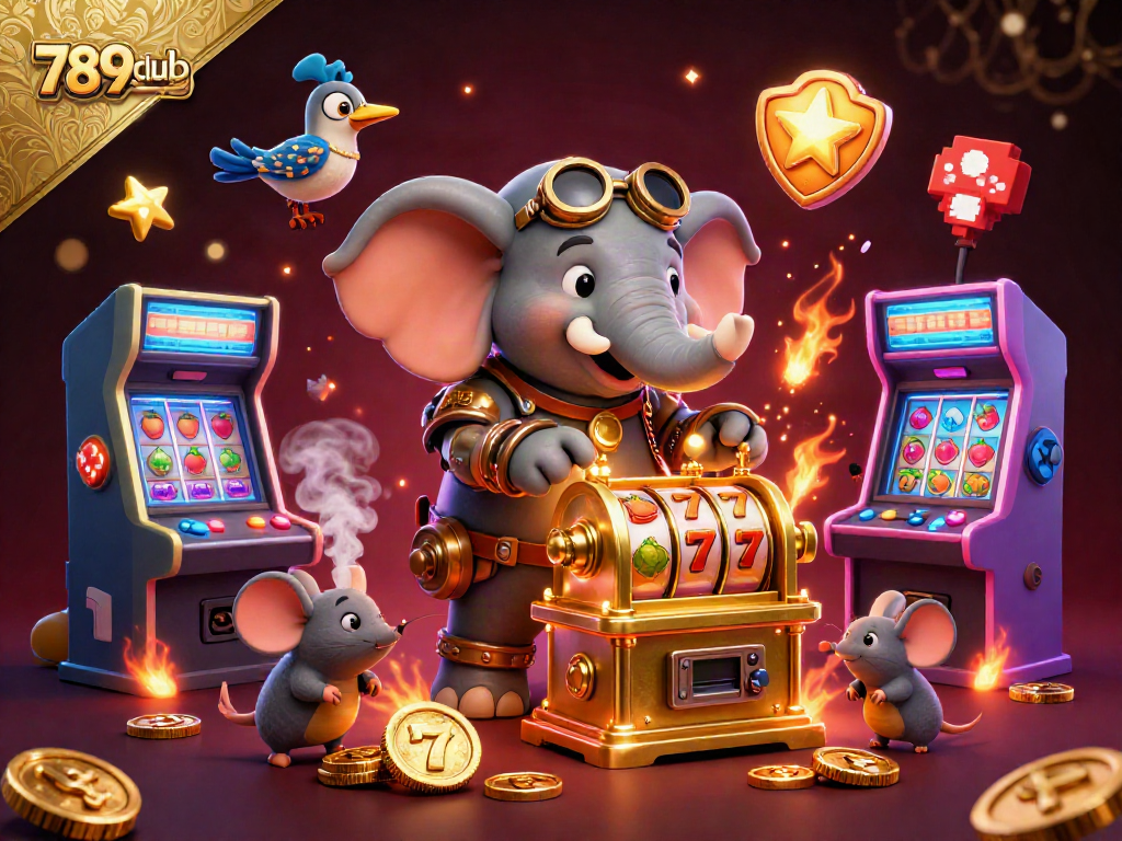 Engage in thrilling gameplay at 789club with vibrant slots, a steampunk elephant engineer, and immersive 3D visuals.