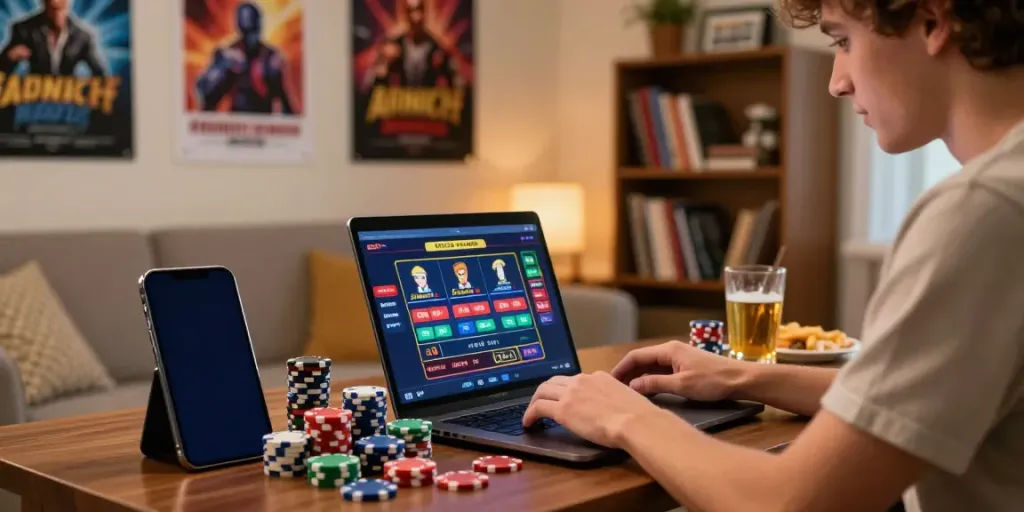 Player enjoying a thrilling experience at online Casinos Sans depots with vibrant gaming elements.